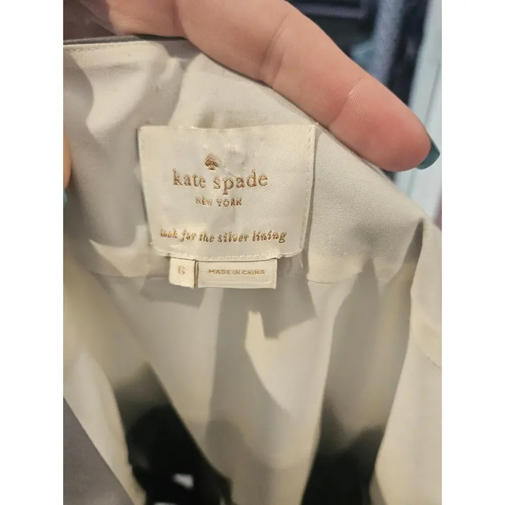 Kate Spade Adette Colorblock Dress cap sleeves pleated womene 6 medium gray